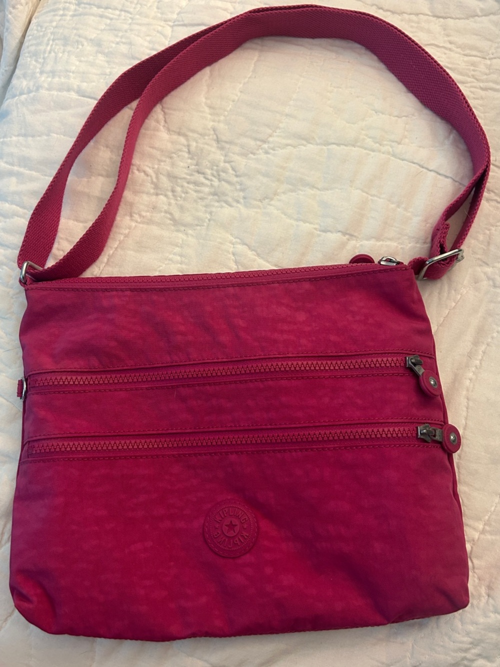 Kipling Fuchsia Pink Nylon Crossbody Bag